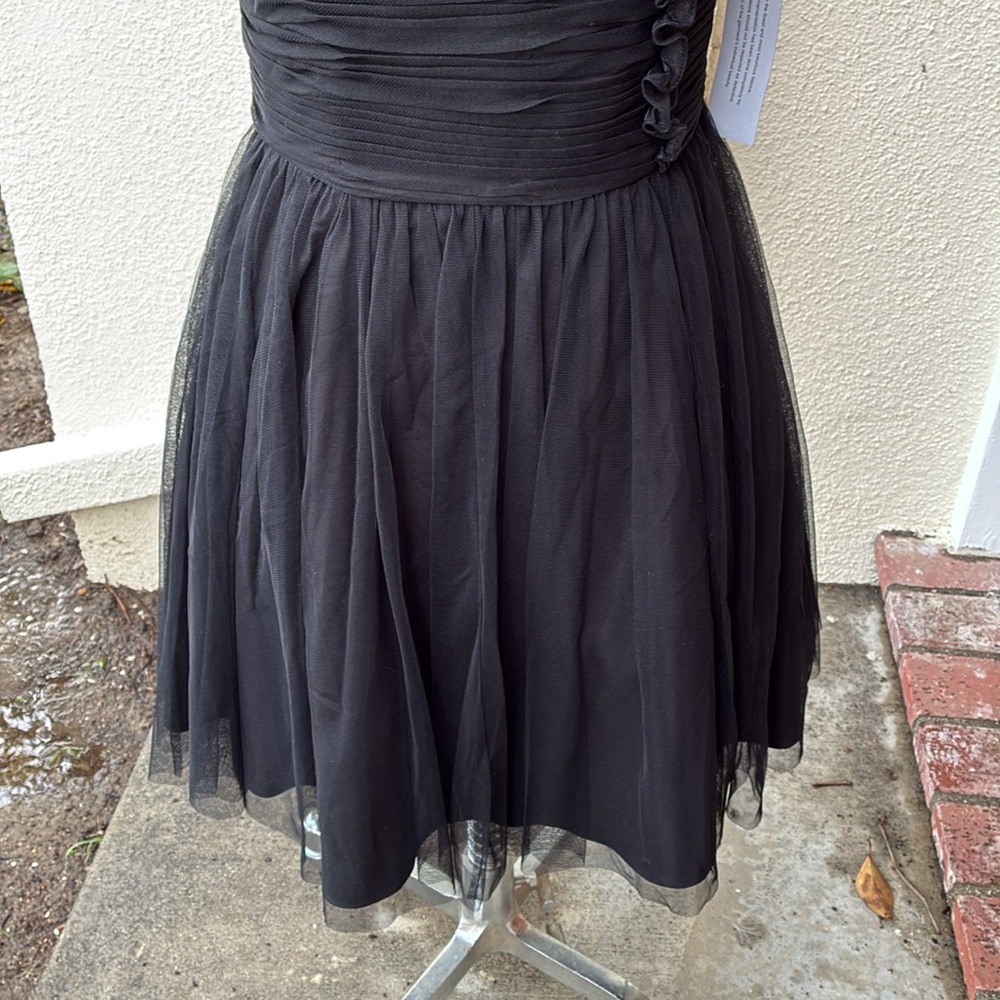 NWT Aidan Mattox stunning black one shoulder short dress with lovely mesh - Picture 4 of 16
